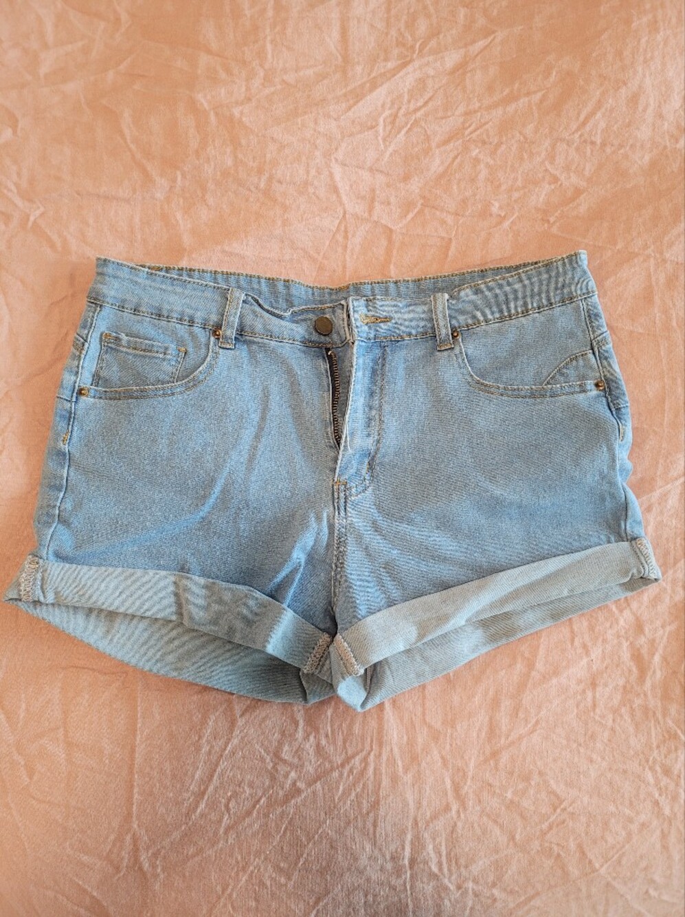 Zaful Light Blue Rolled-Hem Denim Shorts